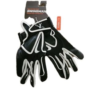 Nike Youth Black And White Swingman Premium Goat Leather Batting Gloves S